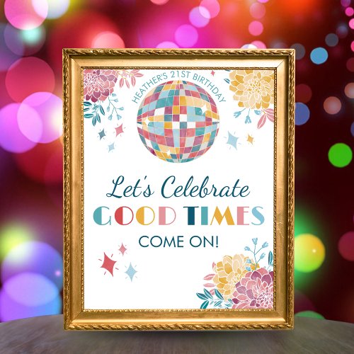 Disco Party Sign Celebrate Good Times