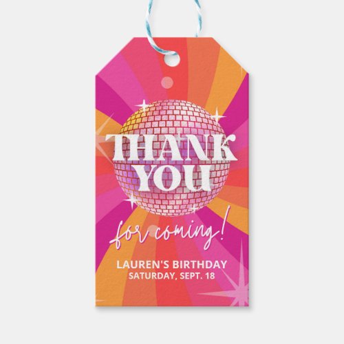 Disco Party Thank You for Coming Favor Tag SARA Gift Tags