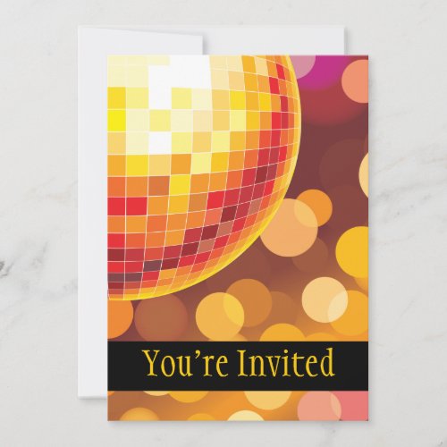 Disco Party Time Golden Lights Custom Invitation