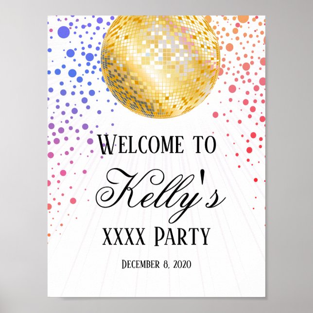 disco party welcome sign (Front)