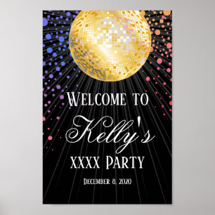 disco party welcome sign