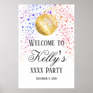 disco party welcome sign