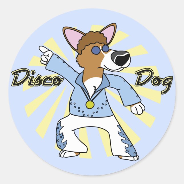 Disco Pembroke Welsh Corgi Classic Round Sticker (Front)