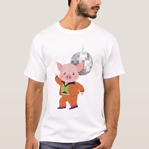 Disco pig with disco ball T_Shirt
