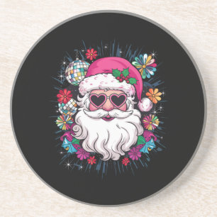 Disco Pink Santa Christmas Funny Xmas Party Coaster