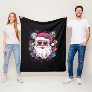 Disco Pink Santa Christmas Funny Xmas Party  Fleece Blanket