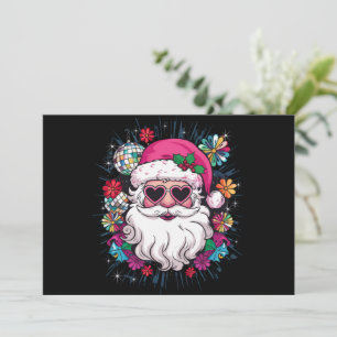Disco Pink Santa Christmas Funny Xmas Party Holiday Card