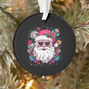 Disco Pink Santa Christmas Funny Xmas Party Ornament
