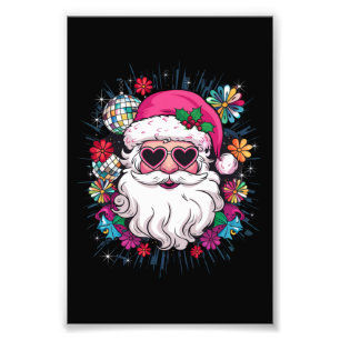 Disco Pink Santa Christmas Funny Xmas Party Photo Print