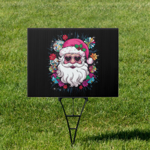 Disco Pink Santa Christmas Funny Xmas Party Sign