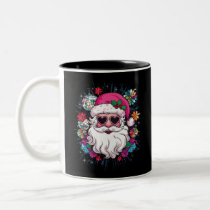 Disco Pink Santa Christmas Funny Xmas Party Two-Tone Coffee Mug