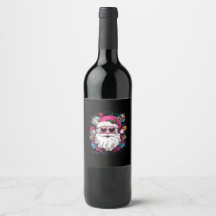 Disco Pink Santa Christmas Funny Xmas Party Wine Label