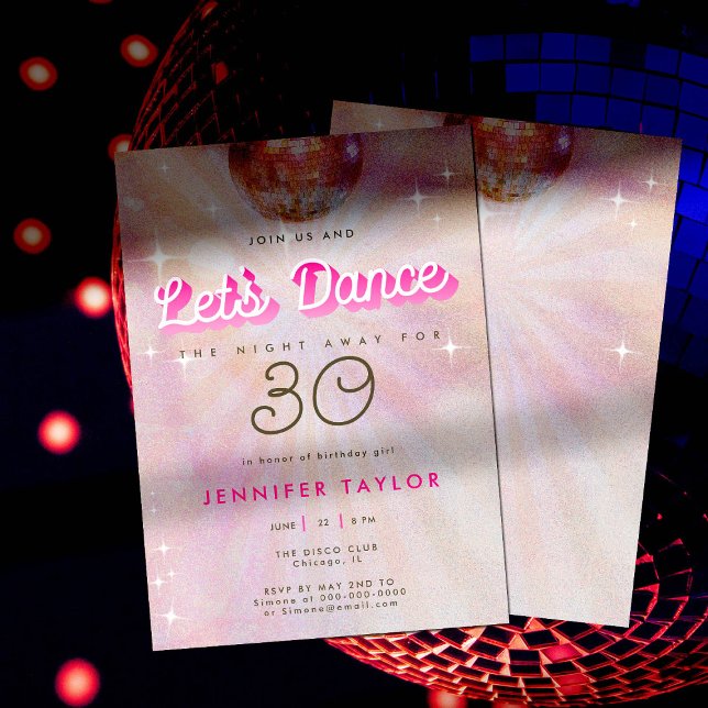 Disco Pink Teal Retro Dance 30th Birthday Party Invitation (Creator Uploaded)