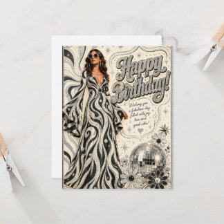 Disco Queen Glitter Happy Birthday Card