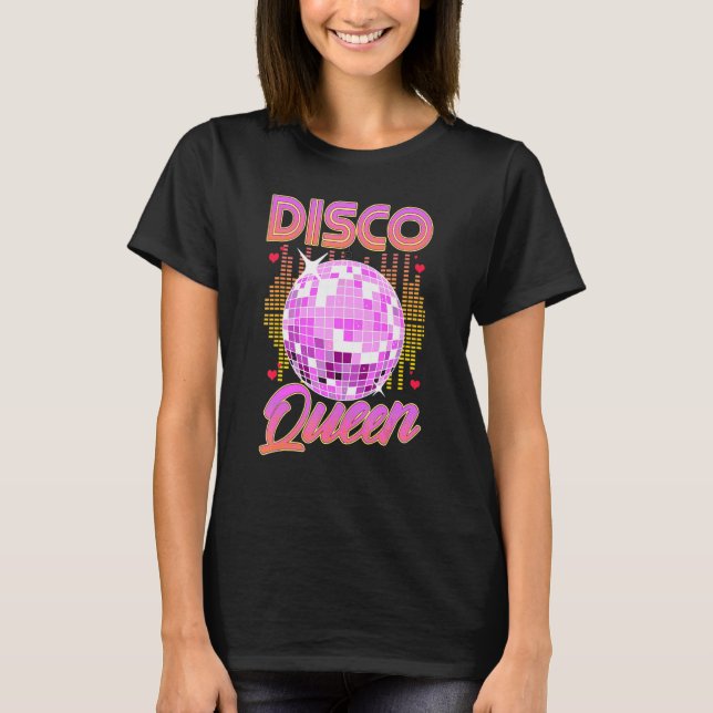 Disco Queen Retro 70s 80s Dancing Party Mirror Bal T-Shirt (Front)