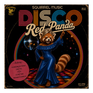 Disco Red Panda Poster