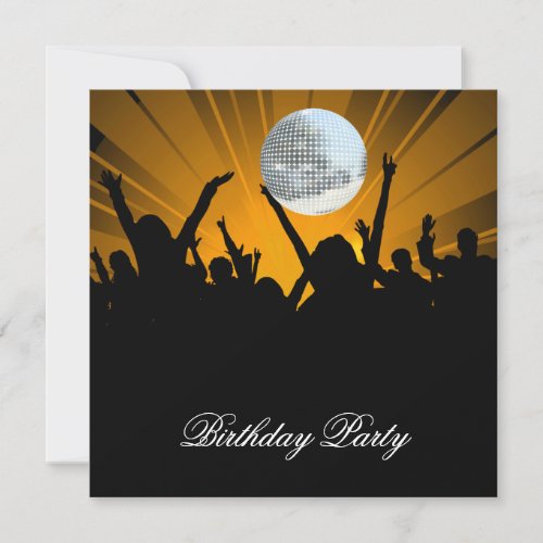 Disco Retro Dance Birthday Party Invitation