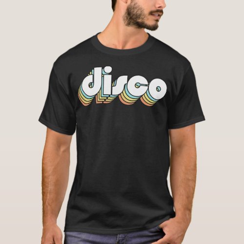 Disco Retro Rainbow Typography Faded Style T_Shirt
