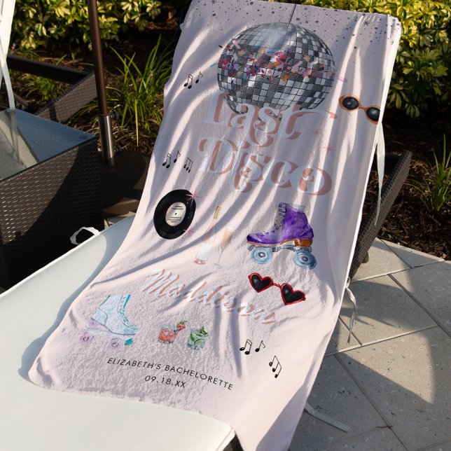 Disco Retro Roller Skating | Bachelorette Beach Towel (Creator Uploaded)