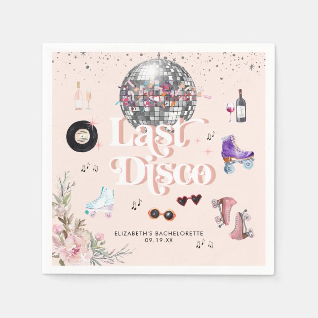 Disco Retro Roller Skating | Bachelorette Napkins (Front)