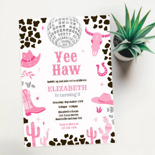 Disco Rodeo Space Cowgirl Birthday Invitation