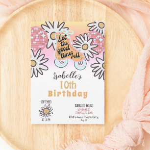 Disco Roller Skating Girls Birthday Party Invitation