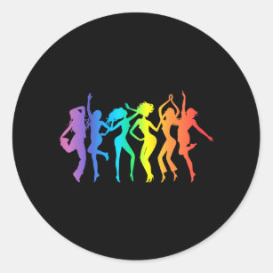 Silhouette Of Disco Couple Dancing In The 70s Sticker
