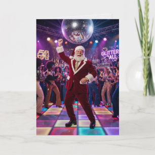 Disco Santa 1970s Retro Christmas Card