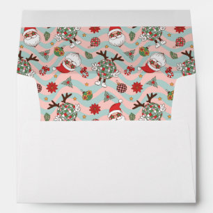 Disco Santa and Reindeer Holiday Pattern Envelope