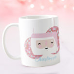 Disco Santa Girls Pink Christmas Coffee Mug<br><div class="desc">This adorable pink Christmas mug features a fun cartoon Santa with disco balls and a spot for you to add a name. A sweet custom gift for your daughter or a grand child.</div>