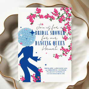 Disco Santorini Music Bougainvillea Bridal Shower Invitation