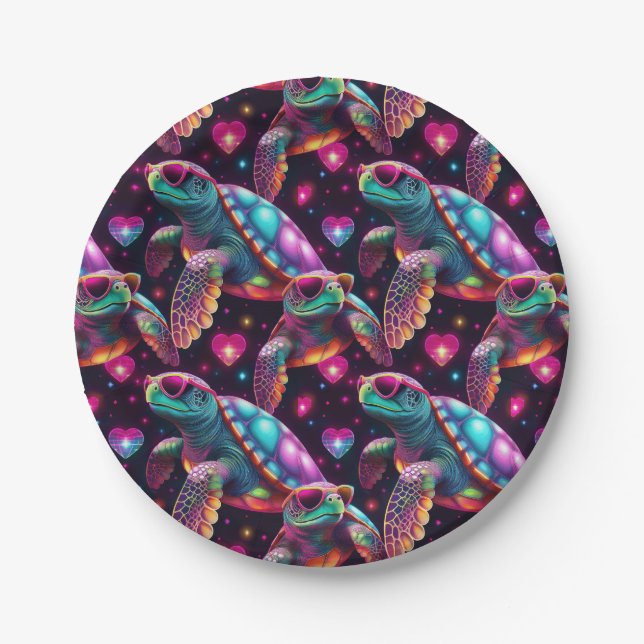 Disco Sea Turtle Paper Plates (Front)