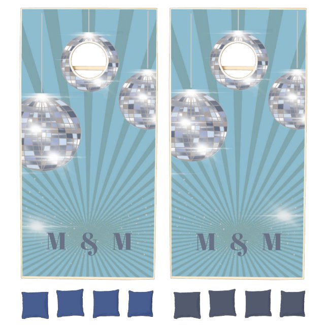 Disco Silver Blue Vintage Sunray Lawn Game (Set)