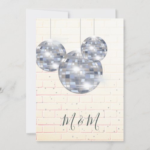 Disco Silver Rustic Brick Chic Invitation