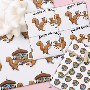 Disco Squirrels Birthday Wrapping Paper Sheets