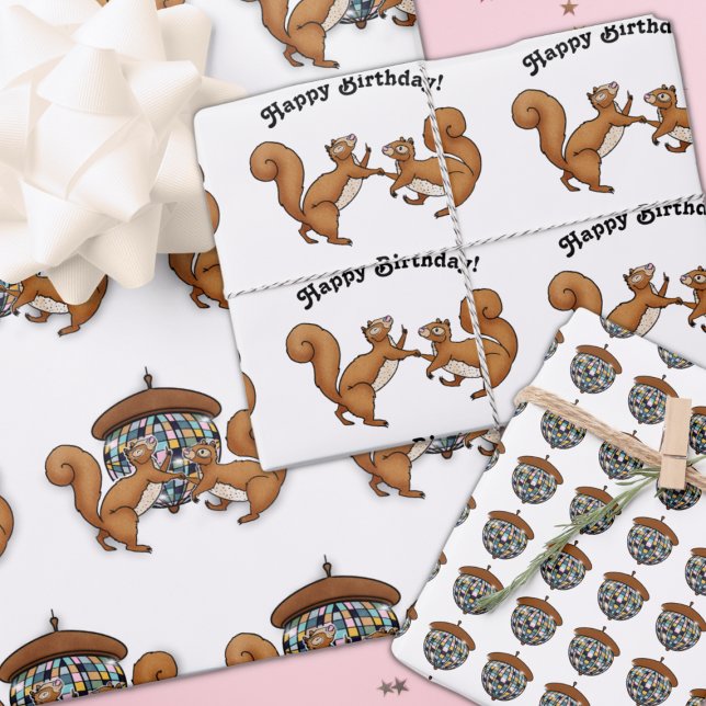 Disco Squirrels Birthday Wrapping Paper Sheets (Creator Uploaded)