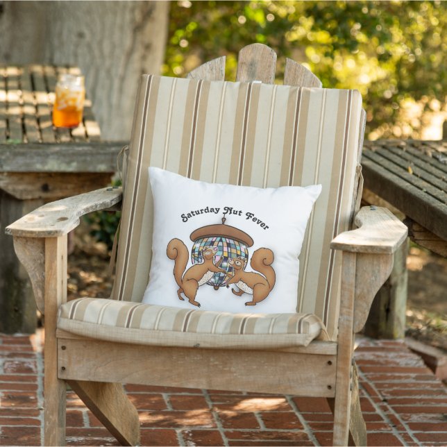 Disco Squirrels Saturday Nut Fever Outdoor Pillow (Chair)