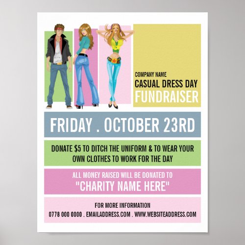 Disco Style Casual Dress Day Fundraiser Advert Poster