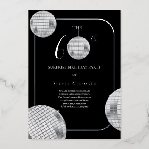 Disco Surprise 60th Birthday Party Foil Invitation