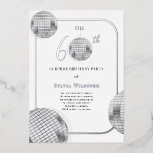 Disco Surprise 60th Birthday Party Foil Invitation
