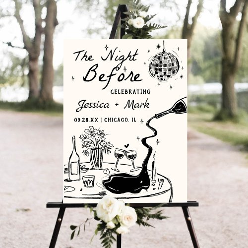 Disco The Night Before Wedding Welcome Sign