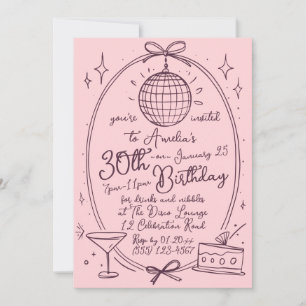 Disco Theme 30th Birthday Invitation for Women