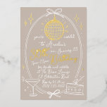 Disco Theme 30th Birthday Invitation Real Foil Invitation<br><div class="desc">Celebrate a milestone birthday with our customizable Disco Theme 30th Birthday Invitation. This stylish invitation features a retro disco ball, cocktail glass, and cake illustration, all in a neutral color scheme. Perfect for setting the tone for a fun and unforgettable night. Personalize the details to make it uniquely yours. Ideal...</div>