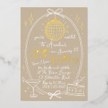 Disco Theme 30th Birthday Invitation Real Foil Invitation<br><div class="desc">Celebrate a milestone birthday with our customizable Disco Theme 30th Birthday Invitation. This stylish invitation features a retro disco ball, cocktail glass, and cake illustration, all in a neutral color scheme. Perfect for setting the tone for a fun and unforgettable night. Personalize the details to make it uniquely yours. Ideal...</div>