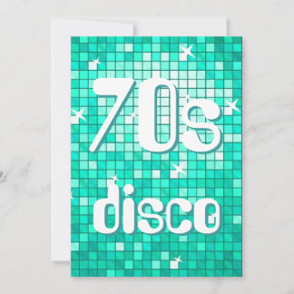 Disco Tiles Aqua 70s Disco invitation