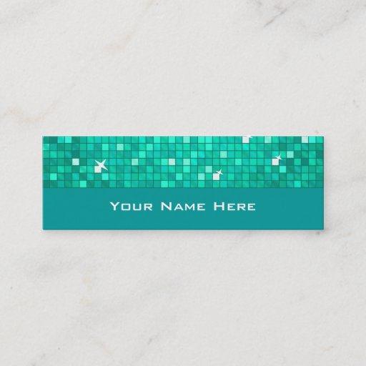 Customizable Disco Tiles Aqua business card skinny