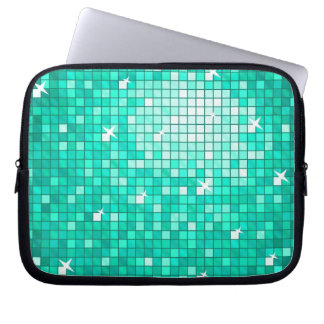 Disco Tiles aqua laptop sleeve 10 inch