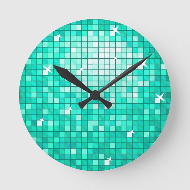 Disco Tiles Aqua wall clock (Front)