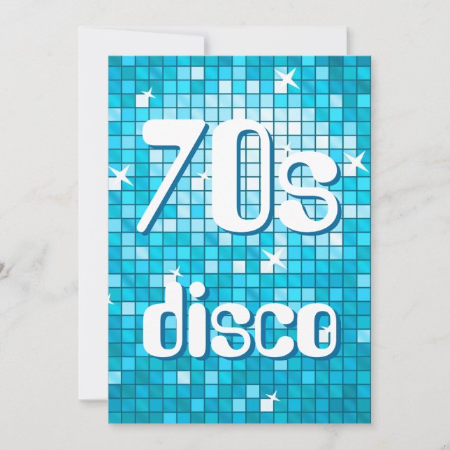 Disco Tiles Blue 70s Disco invitation (Front)