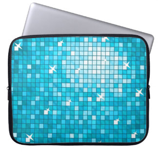 Disco Tiles Blue laptop sleeve 15 inch